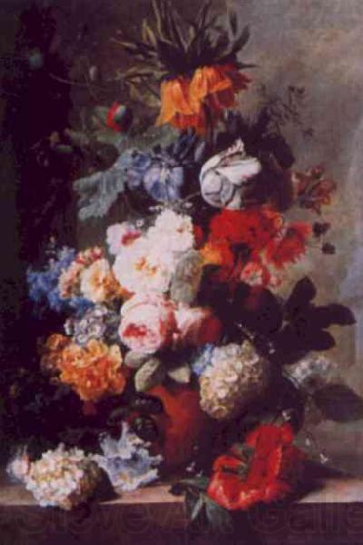 Jan van Huysum Still Life of Flowers in a Vase on a Marble Ledge Norge oil painting art